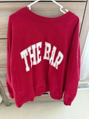 The Bar Red Pullover with White Logo Accent